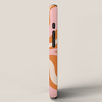 Retro Liquid Swirl Abstract Pattern Pink Orange Cream iPhone Case Gallery Image 2