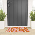 Retro Liquid Swirl Abstract Pattern Pink Orange Cream Welcome Mat Gallery Image 3