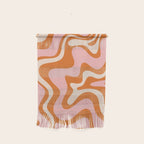 Retro Liquid Swirl Abstract Pattern Pink Orange Cream Wall Hanging Gallery Image 1
