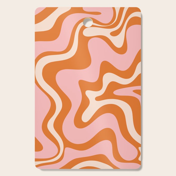 Retro Liquid Swirl Abstract Pattern Pink Orange Cream Cutting Board Gallery Image 1