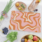 Retro Liquid Swirl Abstract Pattern Pink Orange Cream Cutting Board Gallery Image 2
