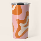 Retro Liquid Swirl Abstract Pattern Pink Orange Cream Travel Mug Gallery Image 1