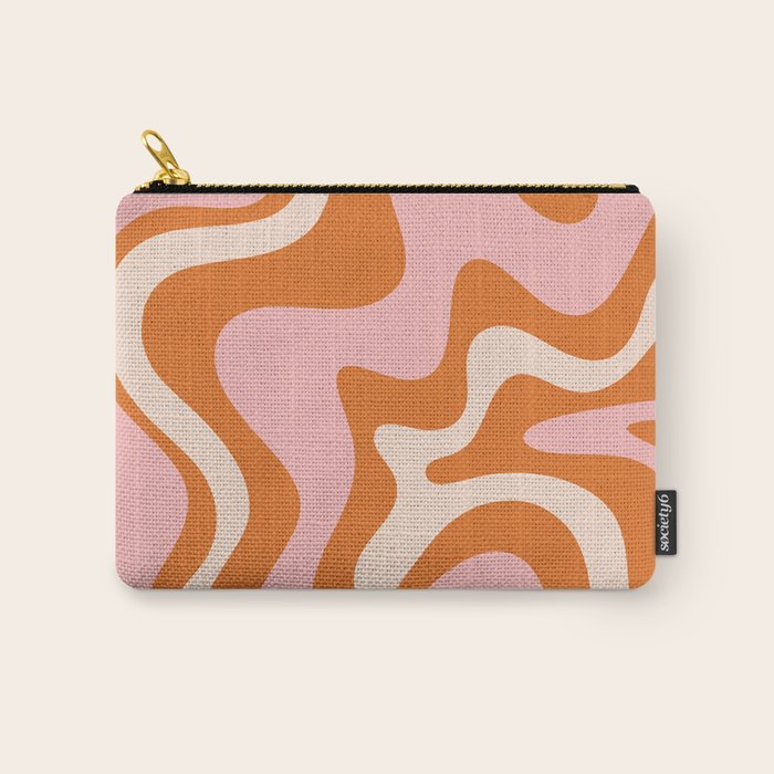 Retro Liquid Swirl Abstract Pattern Pink Orange Cream Carry All Pouch Gallery Image 1