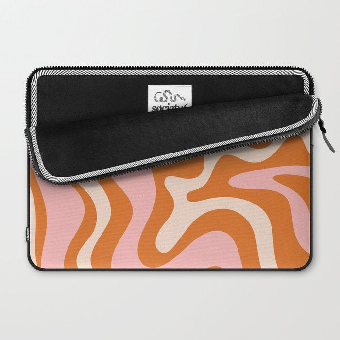 Retro Liquid Swirl Abstract Pattern Pink Orange Cream Laptop Sleeve Gallery Image 2