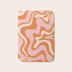 Retro Liquid Swirl Abstract Pattern Pink Orange Cream Bath Mat Gallery Image 1