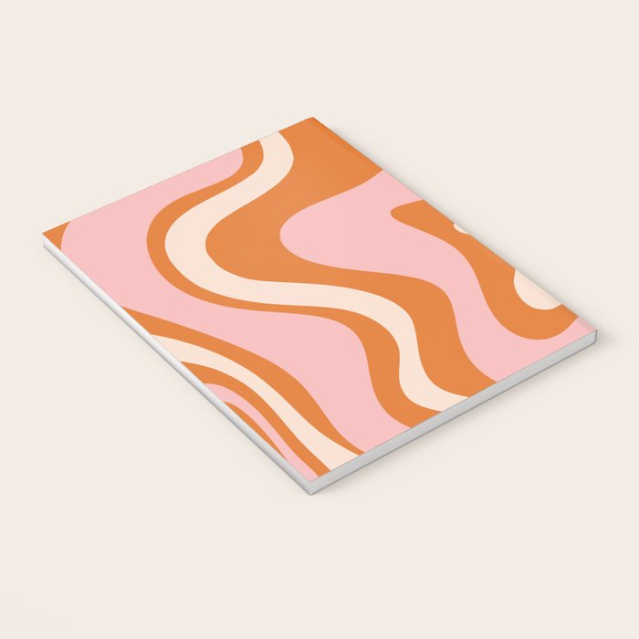 Retro Liquid Swirl Abstract Pattern Pink Orange Cream Notebook Gallery Image 3