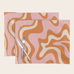Retro Liquid Swirl Abstract Pattern Pink Orange Cream Placemat Gallery Image 1