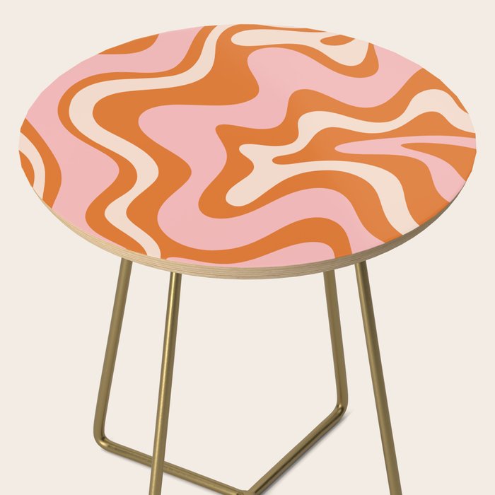 Retro Liquid Swirl Abstract Pattern Pink Orange Cream Side Table Gallery Image 2