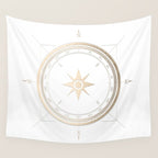 Gold Compass on White II Wall Tapestry Gallery Image 4