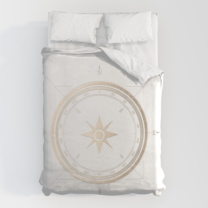 Gold Compass on White II Duvet Cover Gallery Image 6