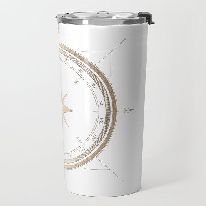 Gold Compass on White II Travel Mug Gallery Image 2