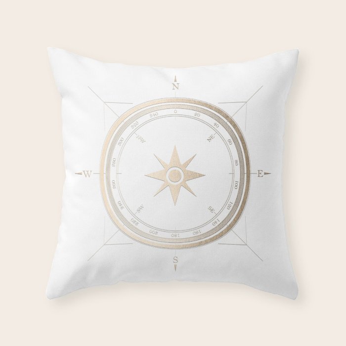 Gold Compass on White II Throw Pillow Gallery Image 6