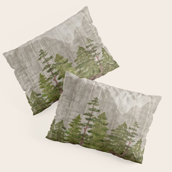 Mountain Range Woodland Forest Pillow Sham Gallery Image 3