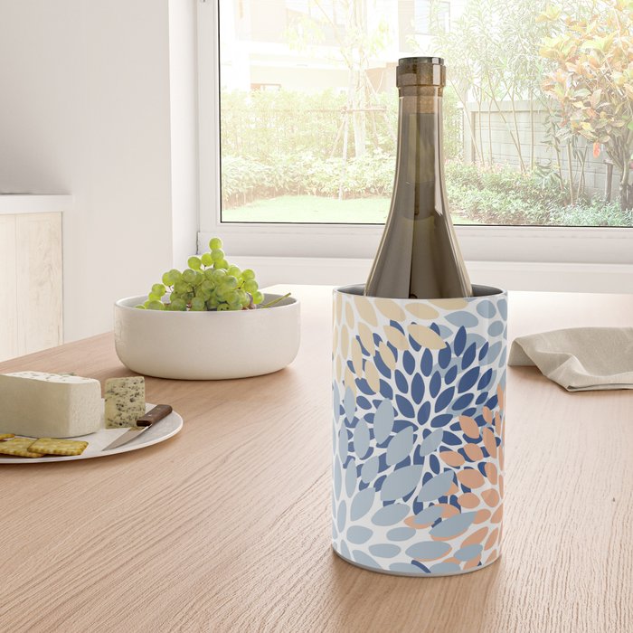 Festive, Floral Print, Coral, Peach, Light Blue, Navy Wine Chiller Gallery Image 4