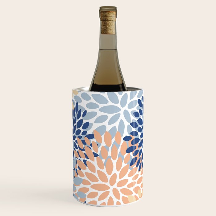 Festive, Floral Print, Coral, Peach, Light Blue, Navy Wine Chiller Gallery Image 3