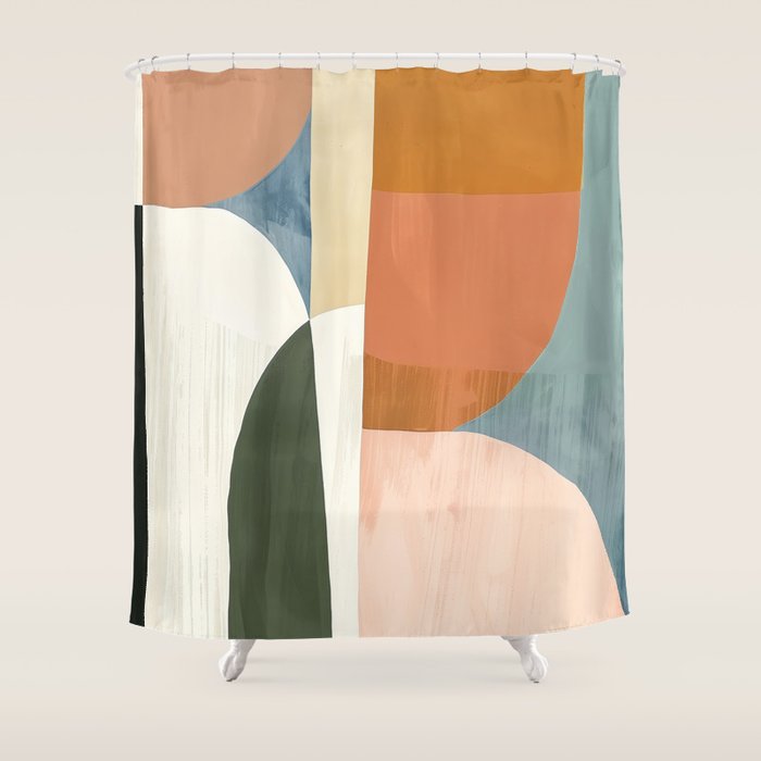 Soft Modern Abstract Shapes III Shower Curtain Gallery Image 1