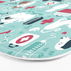 Veterinary medicine, happy and healthy friends // aqua background Bath Mat Gallery Image 3