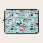 Veterinary medicine, happy and healthy friends // aqua background Laptop Sleeve Gallery Image 1
