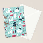 Veterinary medicine, happy and healthy friends // aqua background Stationery Card Gallery Image 2