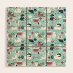 Veterinary medicine, happy and healthy friends // aqua background Wood Wall Art Gallery Image 1