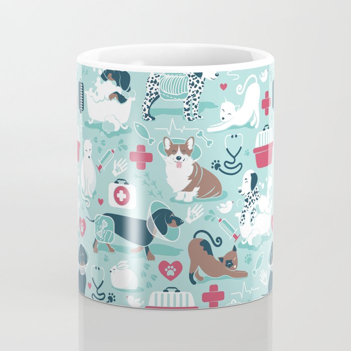 Veterinary medicine, happy and healthy friends // aqua background Coffee Mug Gallery Image 4