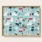 Veterinary medicine, happy and healthy friends // aqua background Serving Tray Gallery Image 1