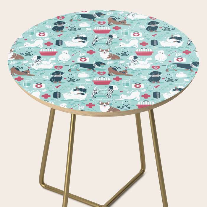 Veterinary medicine, happy and healthy friends // aqua background Side Table Gallery Image 2
