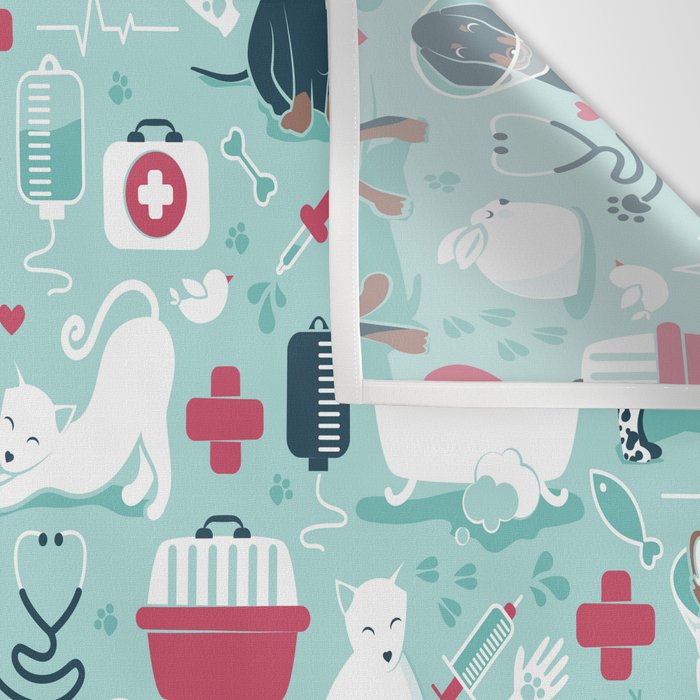 Veterinary medicine, happy and healthy friends // aqua background Wall Tapestry Gallery Image 3