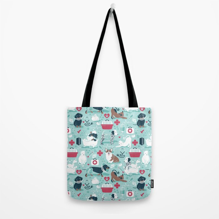 Veterinary medicine, happy and healthy friends // aqua background Tote Bag Gallery Image 2