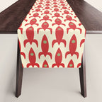 Little Rockets Retro Mid Mod Pattern in Red, Light Olive Green, and Cream Table Runner Gallery Image 1