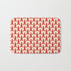 Little Rockets Retro Mid Mod Pattern in Red, Light Olive Green, and Cream Bath Mat Gallery Image 1