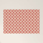 Little Rockets Retro Mid Mod Pattern in Red, Light Olive Green, and Cream Welcome Mat Gallery Image 1