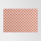 Little Rockets Retro Mid Mod Pattern in Red, Light Olive Green, and Cream Rug Gallery Image 2