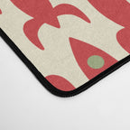 Little Rockets Retro Mid Mod Pattern in Red, Light Olive Green, and Cream Desk Mat Gallery Image 4
