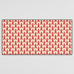 Little Rockets Retro Mid Mod Pattern in Red, Light Olive Green, and Cream Desk Mat Gallery Image 3