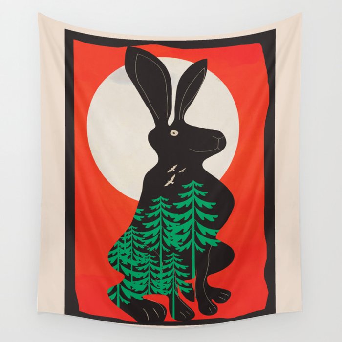 Black Rabbit 3 Wall Tapestry Gallery Image 4