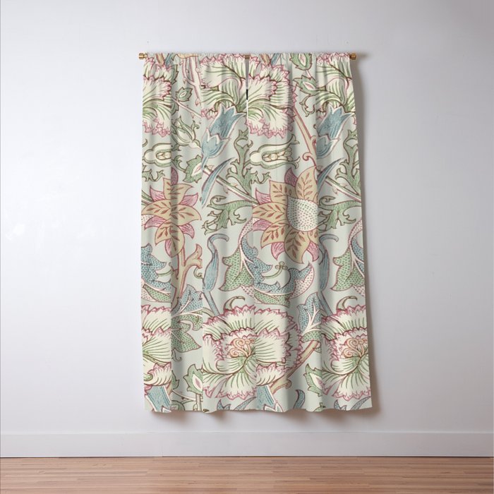 William Morris Vintage Pink and Rose Eggshell Blue Rose Pink Window Curtain Gallery Image 3