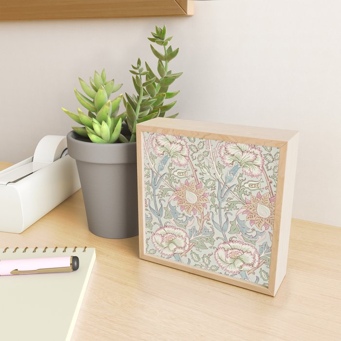 William Morris Vintage Pink and Rose Eggshell Blue Rose Pink Mini Art Print Gallery Image 2