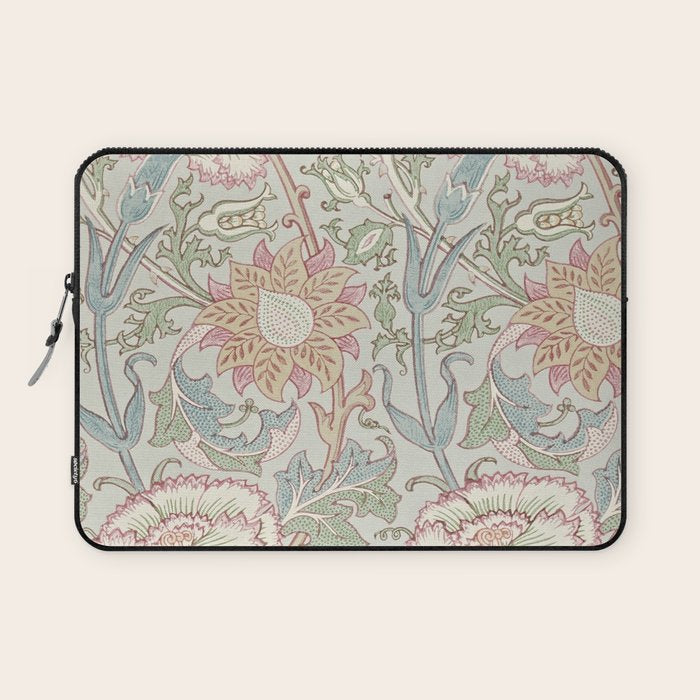 William Morris Vintage Pink and Rose Eggshell Blue Rose Pink Laptop Sleeve Gallery Image 1