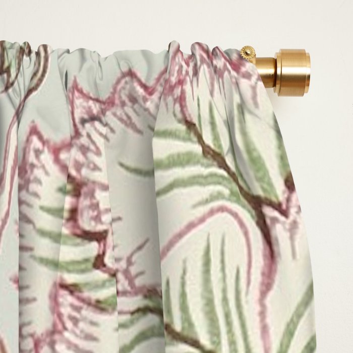 William Morris Vintage Pink and Rose Eggshell Blue Rose Pink Window Curtain Gallery Image 2