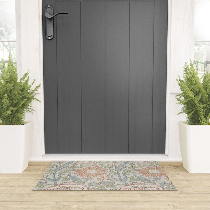 William Morris Vintage Pink and Rose Eggshell Blue Rose Pink Welcome Mat Gallery Image 3
