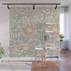William Morris Vintage Pink and Rose Eggshell Blue Rose Pink Wall Mural Gallery Image 1