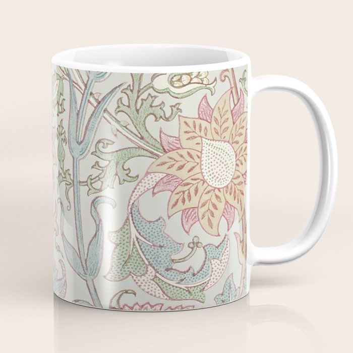William Morris Vintage Pink and Rose Eggshell Blue Rose Pink Coffee Mug Gallery Image 1