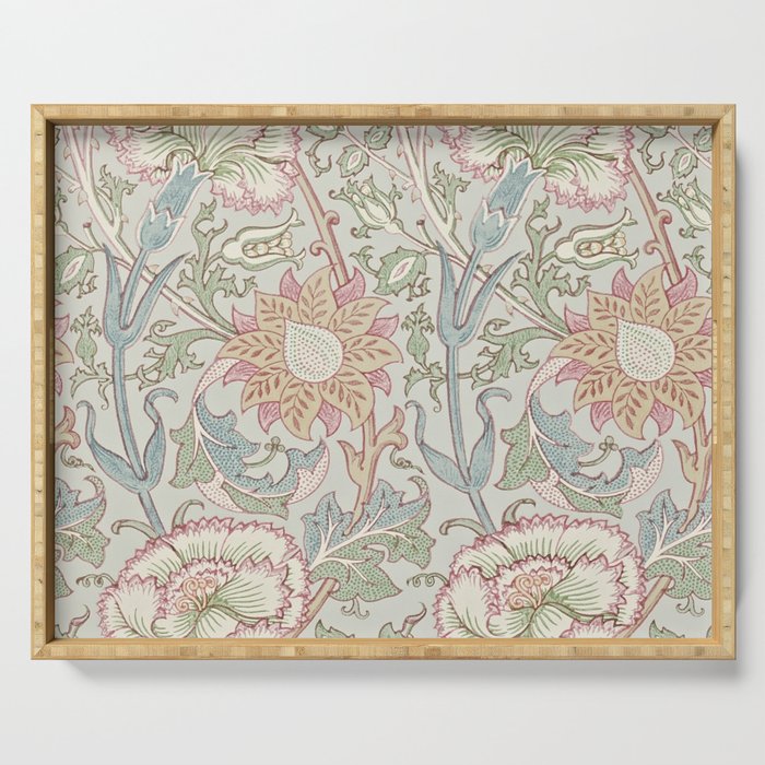 William Morris Vintage Pink and Rose Eggshell Blue Rose Pink Serving Tray Gallery Image 1