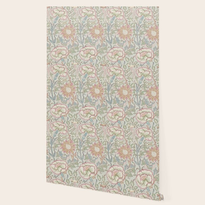 William Morris Vintage Pink and Rose Eggshell Blue Rose Pink Wallpaper Gallery Image 2