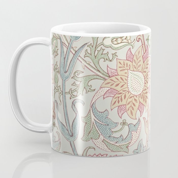 William Morris Vintage Pink and Rose Eggshell Blue Rose Pink Coffee Mug Gallery Image 3