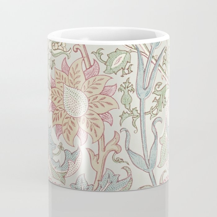 William Morris Vintage Pink and Rose Eggshell Blue Rose Pink Coffee Mug Gallery Image 4