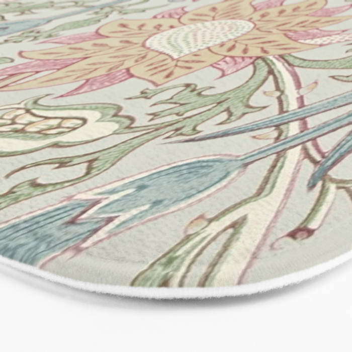 William Morris Vintage Pink and Rose Eggshell Blue Rose Pink Bath Mat Gallery Image 3