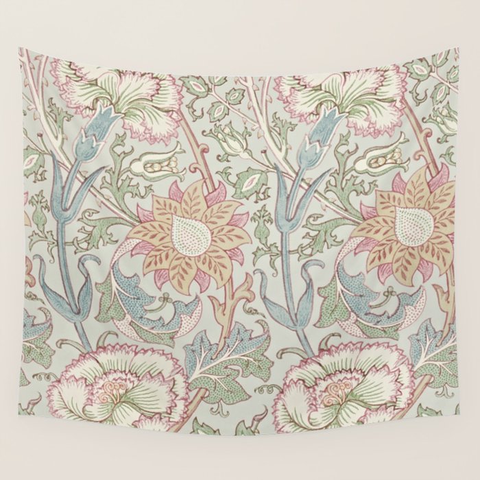 William Morris Vintage Pink and Rose Eggshell Blue Rose Pink Wall Tapestry Gallery Image 4