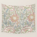 William Morris Vintage Pink and Rose Eggshell Blue Rose Pink Wall Tapestry Gallery Image 4